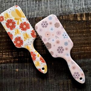 Brand New Set of Retro Vibe Themed Paddle Hair Brushes ~ 8 1/2" ~ BNIP